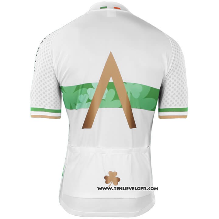 2018 2019 Maillot Ciclismo Aqua Bleue Sport Champion Irlande Manches Courtes et Cuissard